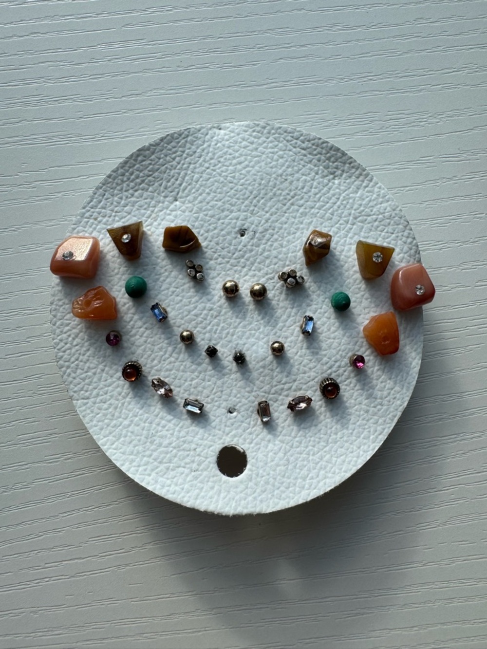 Free People Mixed Stone Multi-Stud Earring Set in Orange, Green & Pink